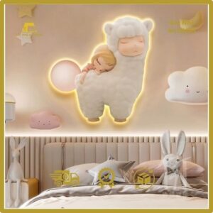 Tranh treo tường 3D Em bé và gấu bông